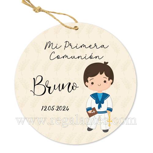 Etiqueta personalizada comunión "Modelo Beige Niño" - Pegatinas Y Etiquetas Personalizadas Comunión