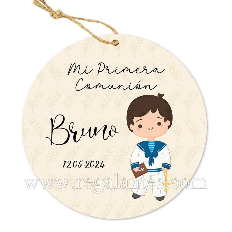 Etiqueta personalizada comunión "Modelo Beige Niño" - Pegatinas Y Etiquetas Personalizadas Comunión