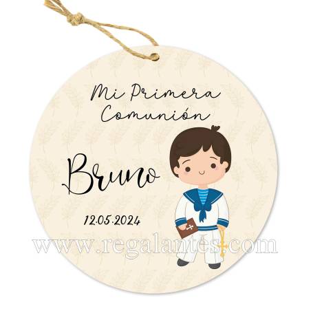Etiqueta personalizada comunión "Modelo Beige Niño" - Pegatinas Y Etiquetas Personalizadas Comunión