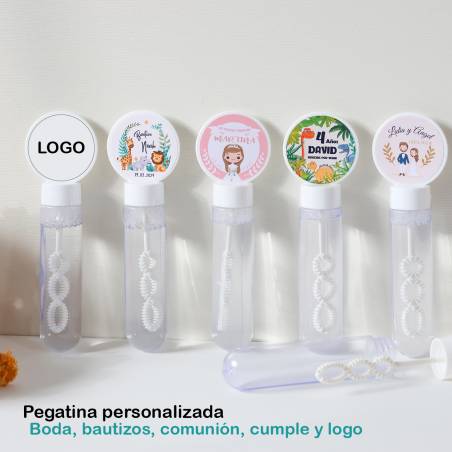 Pack 24 Pomperos personalizados bautizo con pegatina "Valentina" Detalles para bautizo - Juegos personalizados de bautizo
