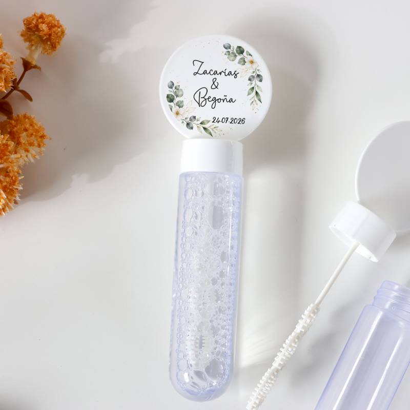 24 Pomperos personalizados boda con pegatina "Gardenia" Detalles para boda - Juegos personalizados de boda