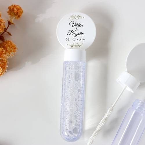 24 Pomperos personalizados boda con pegatina "Marfil" Detalles para boda - Juegos personalizados de boda