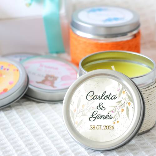 Vela personalizada boda aromática "Armonía" detalles boda - Velas personalizadas boda