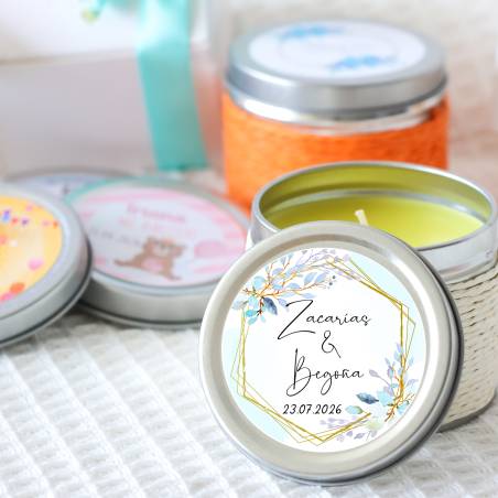 Vela personalizada boda aromática "Celeste" detalles boda - Velas personalizadas boda