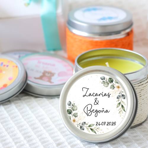 Vela personalizada boda aromática "Gardenia" detalles boda - Velas personalizadas boda