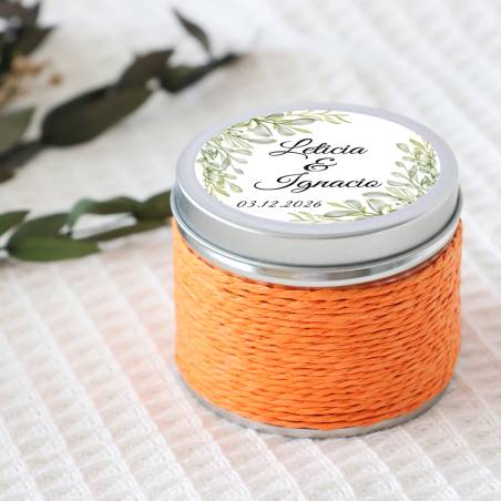 Vela personalizada boda aromática "Hojas" detalles boda - Velas personalizadas boda