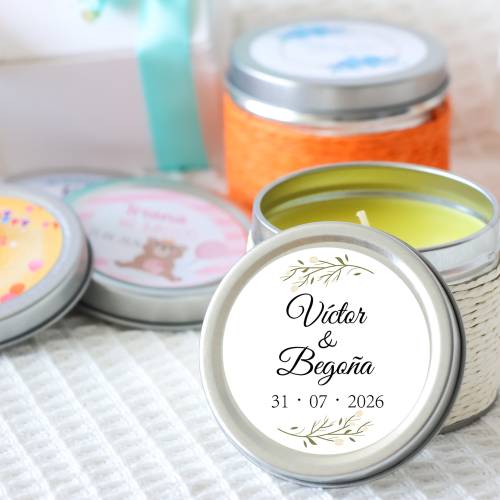 Vela personalizada boda aromática "Marfil" detalles boda - Velas personalizadas boda