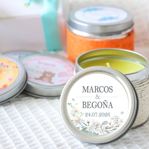 Vela personalizada boda aromática "Perla" detalles boda - Velas personalizadas boda