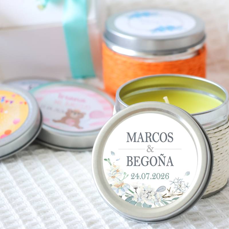 Vela personalizada boda aromática "Perla" detalles boda - Velas personalizadas boda