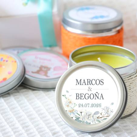 Vela personalizada boda aromática "Perla" detalles boda - Velas personalizadas boda
