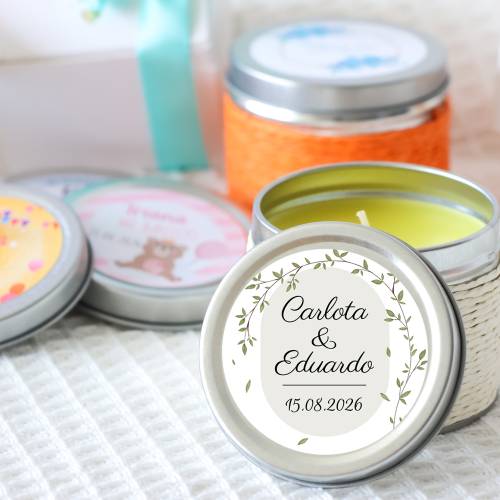 Vela personalizada boda aromática "Silvestre" detalles boda - Velas personalizadas boda