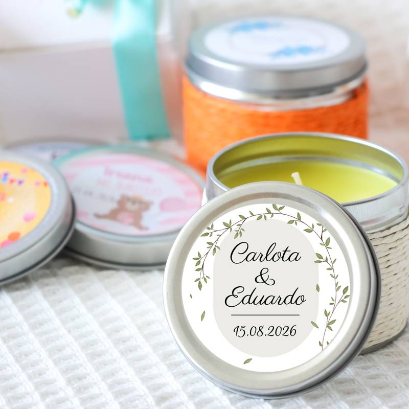 Vela personalizada boda aromática "Silvestre" detalles boda - Velas personalizadas boda