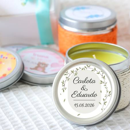 Vela personalizada boda aromática "Silvestre" detalles boda - Velas personalizadas boda