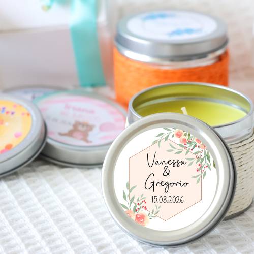 Vela personalizada boda aromática "Toscana" detalles boda - Velas personalizadas boda