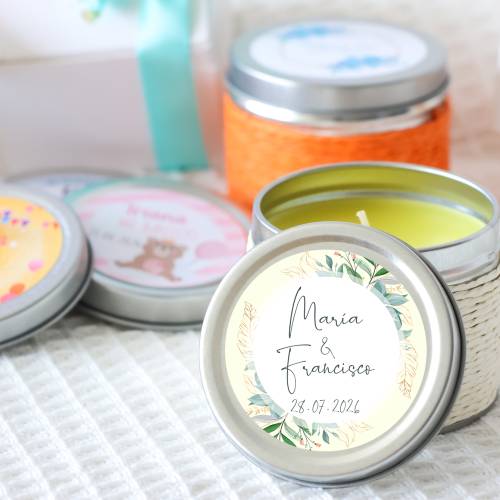 Vela personalizada boda aromática "Tropical" detalles boda - Velas personalizadas boda
