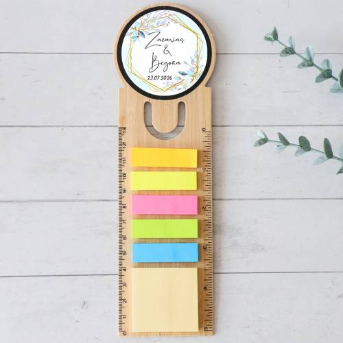 Marcapáginas personalizado de madera "Celeste" Detalles invitados boda - Marcapáginas personalizados para boda