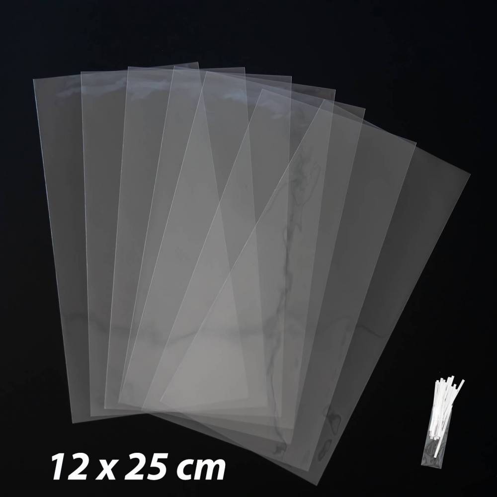 50 bolsas transparentes celofán 12x25cm - Envoltorio Regalo
