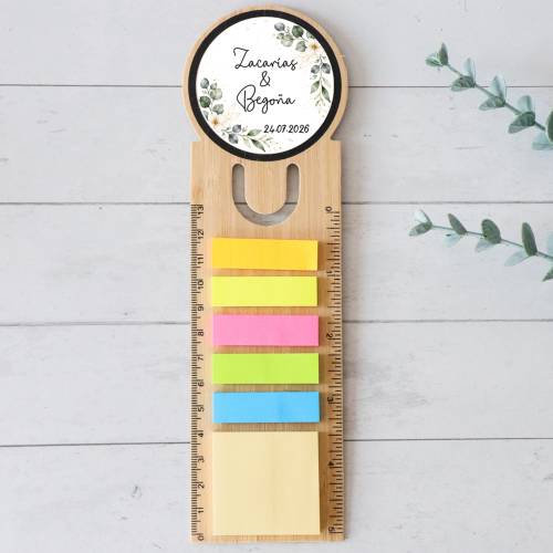 Marcapáginas personalizado de madera "Gardenia" Detalles invitados boda - Marcapáginas personalizados para boda
