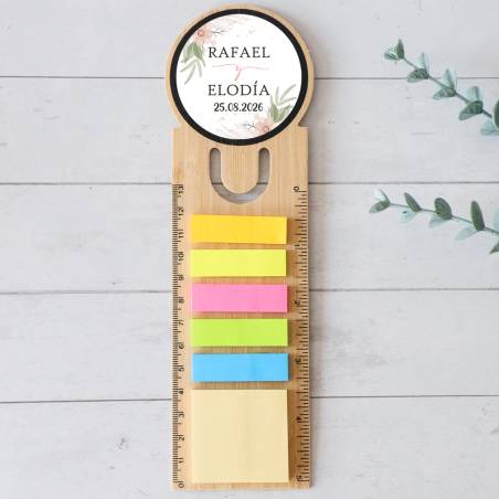 Marcapáginas personalizado de madera "Magnolia" Detalles invitados boda - Marcapáginas personalizados para boda
