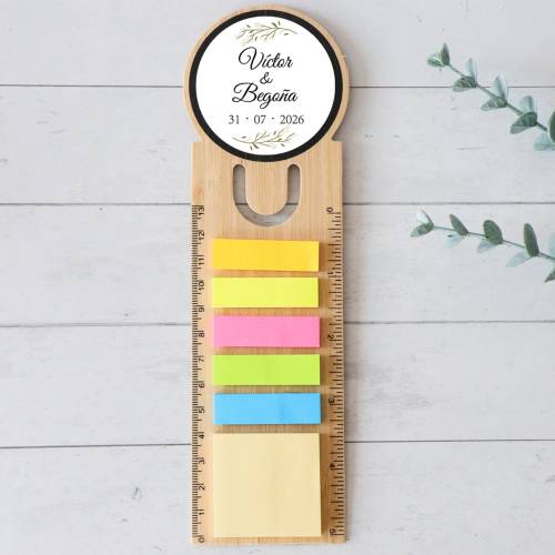 Marcapáginas personalizado de madera "Marfil" Detalles invitados boda - Marcapáginas personalizados para boda