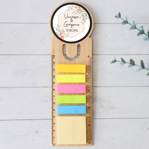 Marcapáginas personalizado de madera "Toscana" Detalles invitados boda - Marcapáginas personalizados para boda