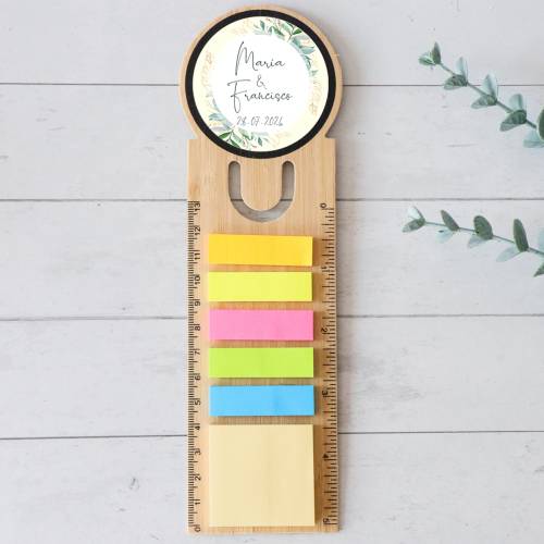Marcapáginas personalizado de madera "Tropical" Detalles invitados boda - Marcapáginas personalizados para boda