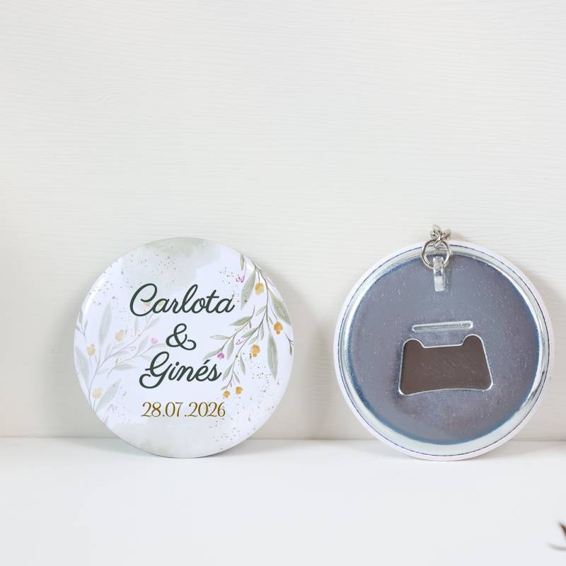 Llavero con abridor personalizado "Armonía" Detalles de boda - Llaveros Abrebotellas Personalizados Boda