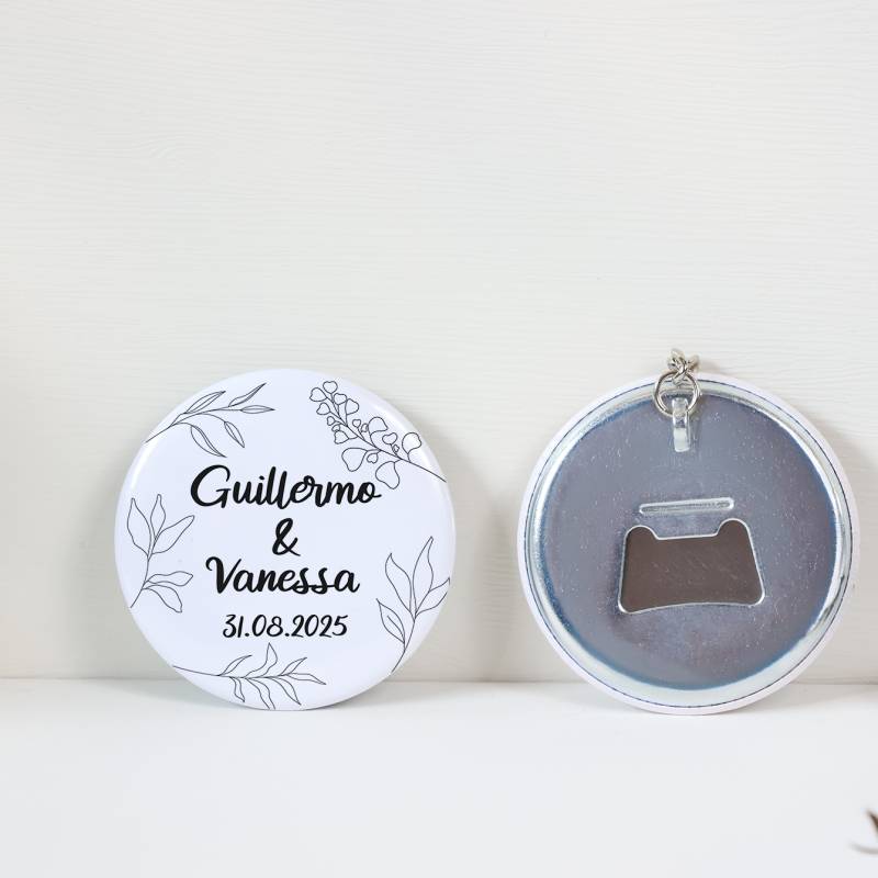 Llavero con abridor personalizado "Líneas" Detalles de boda - Llaveros Abrebotellas Personalizados Boda