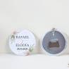 Llavero con abridor personalizado "Magnolia" Detalles de boda - Llaveros Abrebotellas Personalizados Boda