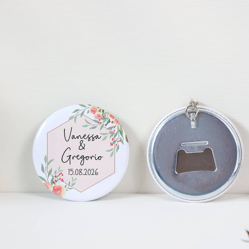 Llavero con abridor personalizado "Toscana" Detalles de boda - Llaveros Abrebotellas Personalizados Boda