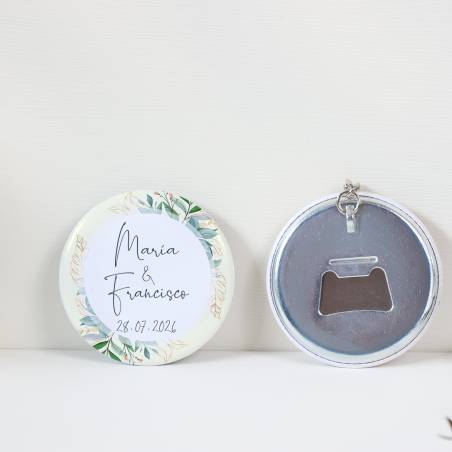 Llavero con abridor personalizado "Tropical" Detalles de boda - Llaveros Abrebotellas Personalizados Boda