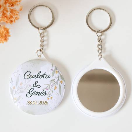 Llavero con espejo personalizado "Armonía" Detalles boda - Llaveros Espejos Personalizados Boda