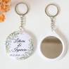 Llavero con espejo personalizado "Hojas" Detalles boda - Llaveros Espejos Personalizados Boda