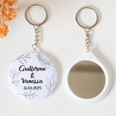 Llavero con espejo personalizado "Líneas" Detalles boda - Llaveros Espejos Personalizados Boda