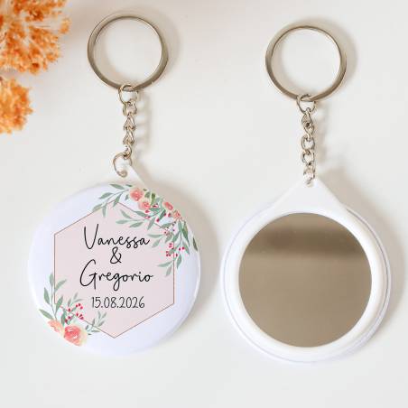 Llavero con espejo personalizado "Toscana" Detalles boda - Llaveros Espejos Personalizados Boda