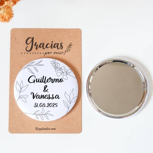 Espejo personalizado chapa "Líneas" Detalles boda - Chapas Espejos Personalizados Boda