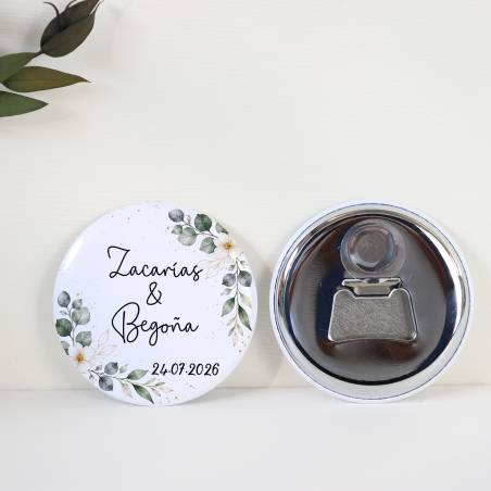 Abridor con imán personalizado "Gardenia" detalles boda - Abridor Imán Personalizado Boda