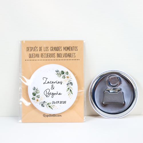 Abridor con imán personalizado "Gardenia" detalles boda - Abridor Imán Personalizado Boda