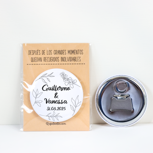 Abridor con imán personalizado "Líneas" detalles boda - Abridor Imán Personalizado Boda