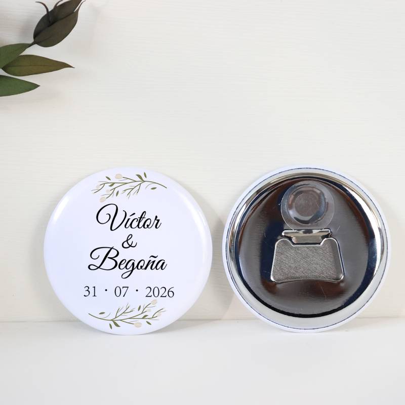 Abridor con imán personalizado "Marfil" detalles boda - Abridor Imán Personalizado Boda