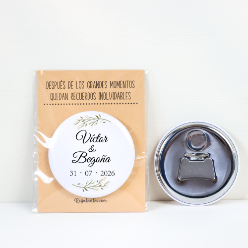 Abridor con imán personalizado "Marfil" detalles boda - Abridor Imán Personalizado Boda