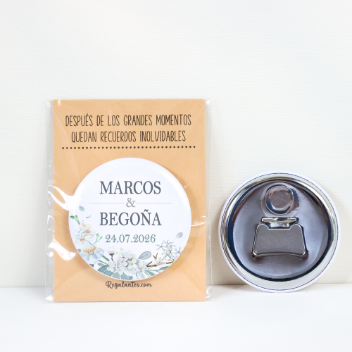 Abridor con imán personalizado "Perla" detalles boda - Abridor Imán Personalizado Boda