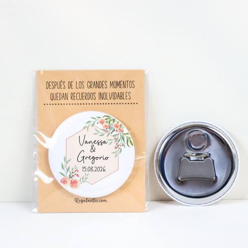 Abridor con imán personalizado "Toscana" detalles boda - Abridor Imán Personalizado Boda