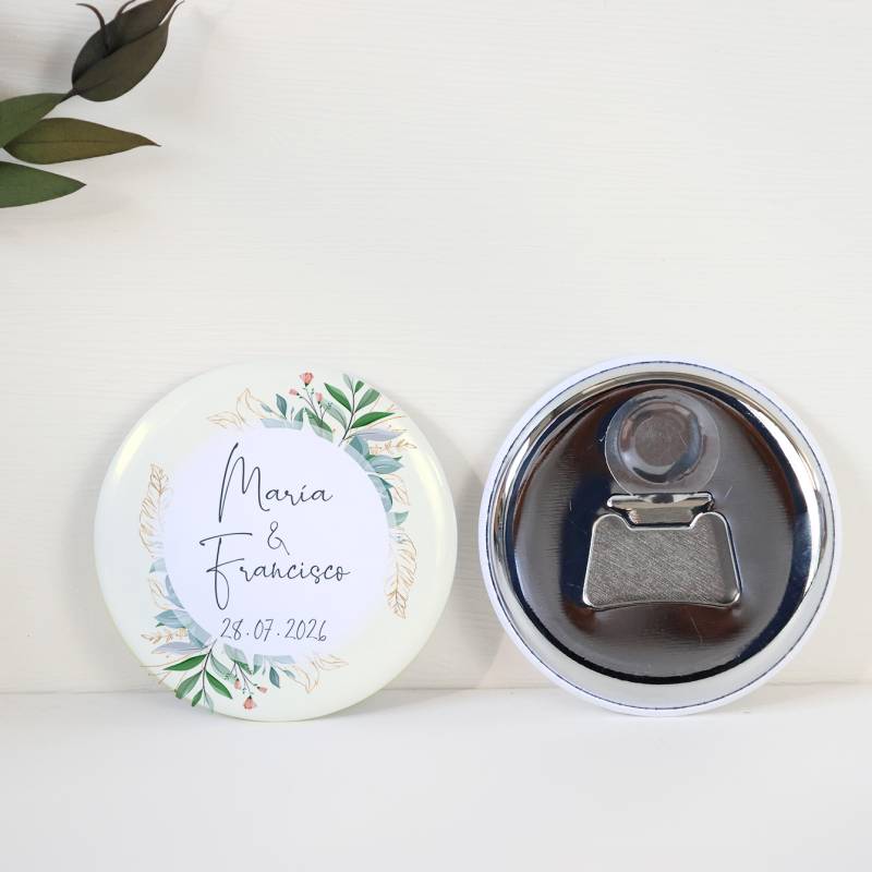 Abridor con imán personalizado "Tropical" detalles boda - Abridor Imán Personalizado Boda