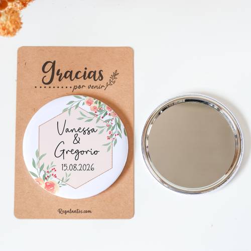 Espejo personalizado chapa "Toscana" Detalles boda - Chapas Espejos Personalizados Boda