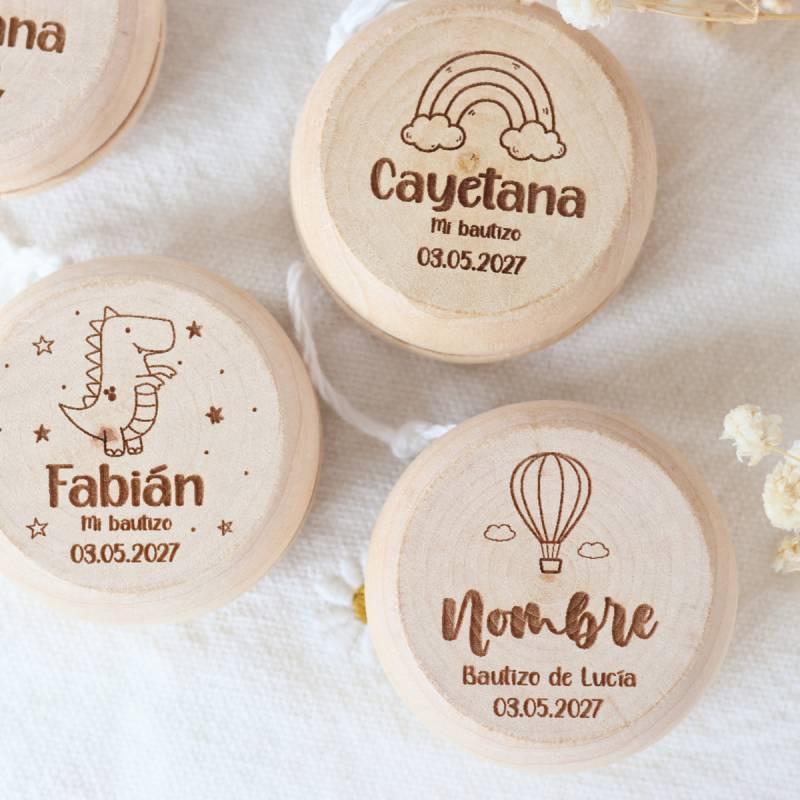 Yoyó de Madera Personalizado para Niños Bautizo Grabado con Láser - Yoyo personalizado bautizo