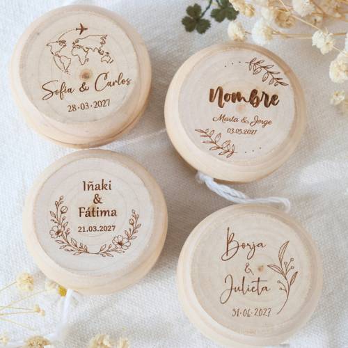 Yoyó de Madera Personalizado para Niños en Boda Grabado con Láser - Yoyo personalizado boda