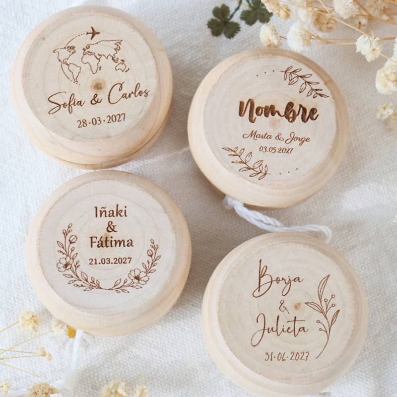Yoyó de Madera Personalizado para Niños en Boda Grabado con Láser - Yoyo personalizado boda
