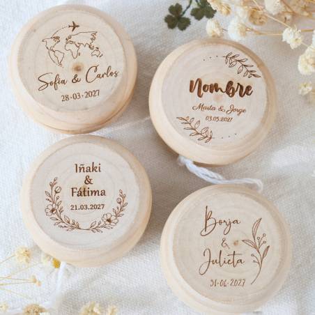 Yoyó de Madera Personalizado para Niños en Boda Grabado con Láser - Yoyo personalizado boda