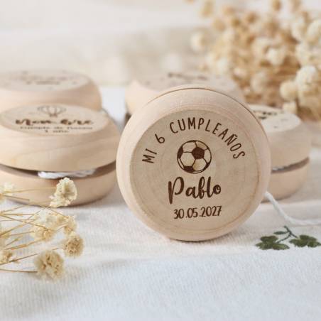 Yoyó Personalizado de Madera para Niños de Cumpleaños Grabado con Láser - Yoyós personalizados de cumpleaños